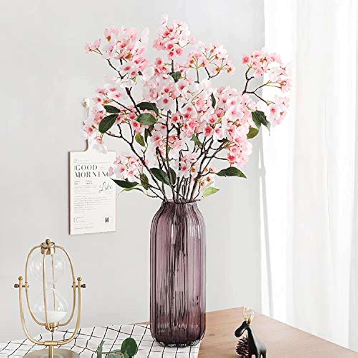 Artificial Apple Blossom, Artificial Apple Tree Branch Flower Silk Apple Blossom Arrangement, Used For Family Wedding Decoration. (Pink, 39 Inches)