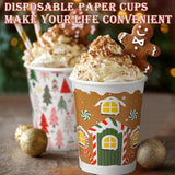 150 Pcs 9 Oz Christmas Disposable Paper Cups Hot Chocolate Cocoa Paper Cups Winter Drink Cup 5 Designs Merry Christmas Holiday Party Drinkware Supplies For Cold Beverage Hot Cocoa Tea (Classic)