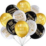 48 Pieces 12 Inches Retirement Balloons Decoration Happy Retirement Supplies Fun Black Gold Latex Balloons For Men And Women Resignation Party Decoration Indoor Outdoor(Black, White, Gold)