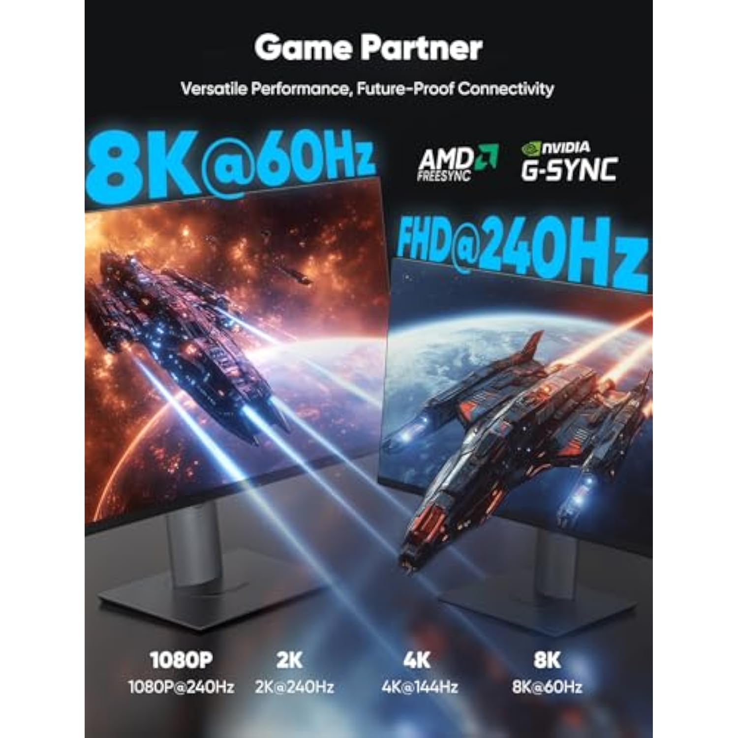 Vesa Certified 1.4 8K Displayport Cable 10Ft, Dp Cable 10Ft (8K@60Hz, 4K@144Hz