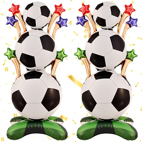 3.8ft Giant Standing Soccer Balloons, 2Pack Soccer Party Decorations