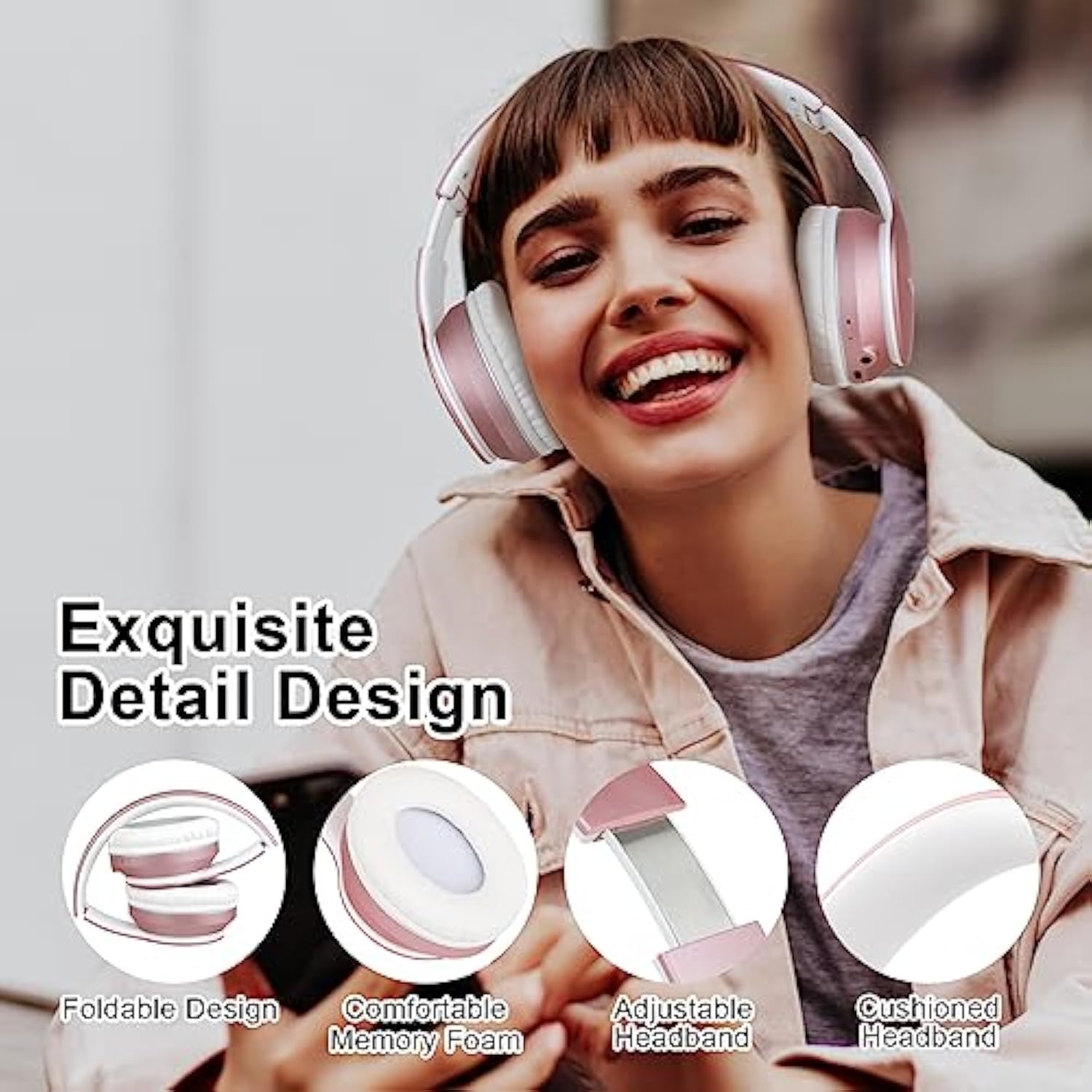 B9 Wireless Headphones Over-Ear, 60 Hours Playtime Lightweight Folding Hi-Fi S