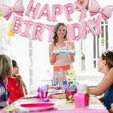 16-Inch Pink Happy Birthday Letter Balloons with 2 Mini Bow Balloons