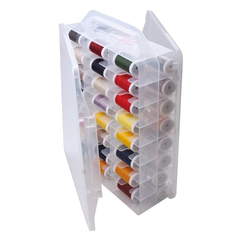 46 Grids Sewing Organizer, Double Sided Thread Box Storage, Portable Clear Pla