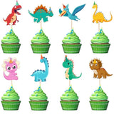 24pcs Dinosaur Cupcake Toppers Dino Picks Cake Decorations Birthday Party