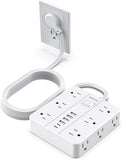 Power Strip 12 Outlets 6 USB Ports 2 USB C 10 Ft Extension Cord Flat Plug