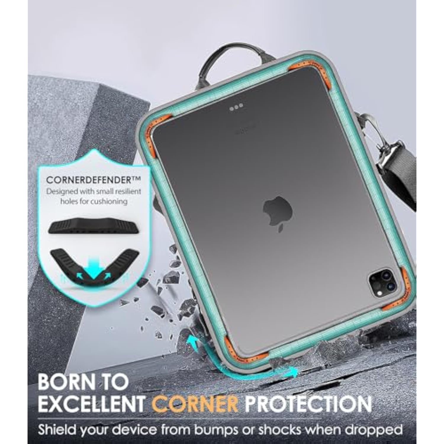 MoKo 12.9 Inch Tablet Sleeve Bag 360° Protection Compatible with 13 Inch New iPad Pro M4 & Air M2 2024, iPad Pro 12.9 M2&M1, Galaxy Tab S8/S9 Plus 12.4" 2023, with Handle and Shoulder Strap, Black