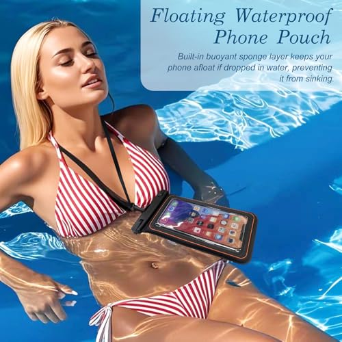 Floating IPX8 Waterproof Phone Case Pouch Dry Bag for Kayaking, Beach, Cruise, Travel Floating Water Proof Holder for iPhone 16 15 Pro Max, Samsung