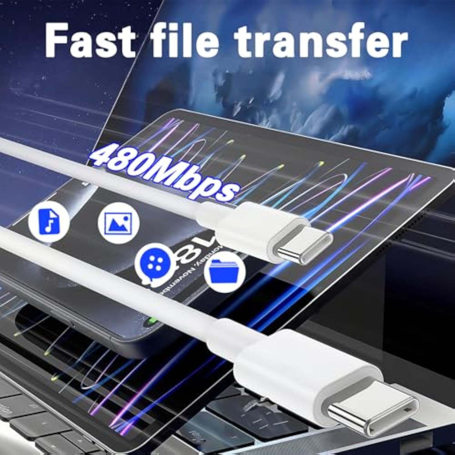 [5-Pack] Usb C To C 60W Fast Charging Cable, 480 Mbps Data Transfer?5 * 6.6Ft?, Pd 3.0 Compatible With Iphone 15/16 Plus Pro Pro Max, Macbook Pro/Air, Ipad Pro/Air/Mini And More?White?