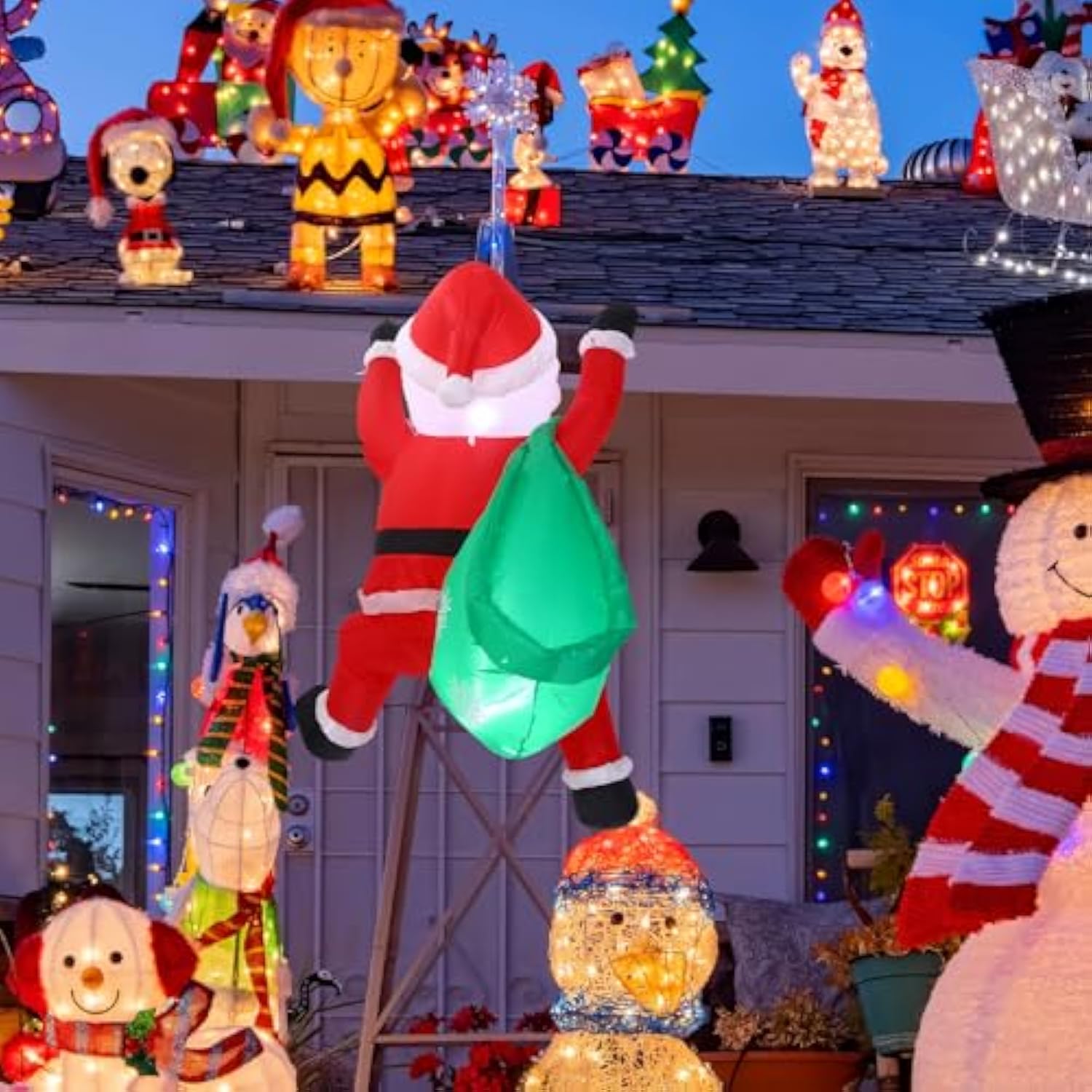 4 Ft Christmas Inflatable Santa Claus With Build In Led Light Christmas Inflatables Hug A Tree, Blow Up Christmas Decora