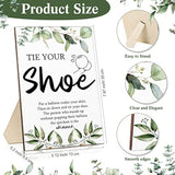 51 Pcs Tie Your Shoe Baby Shower Game Sign Wooden Sign Greenery Gift Sets Gender Reveal Party Favors 50 Balloons Latex Balloons For Game Supplies(Blue,Leaf)