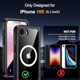 For Iphone 16E Case,Built-In 9H Tempered Glass Screen Protector + Privacy Screen Protector, [Military Grade Protection] Shockproof Anti Spy Magnetic Back Phone Case For Iphone 16E, Black