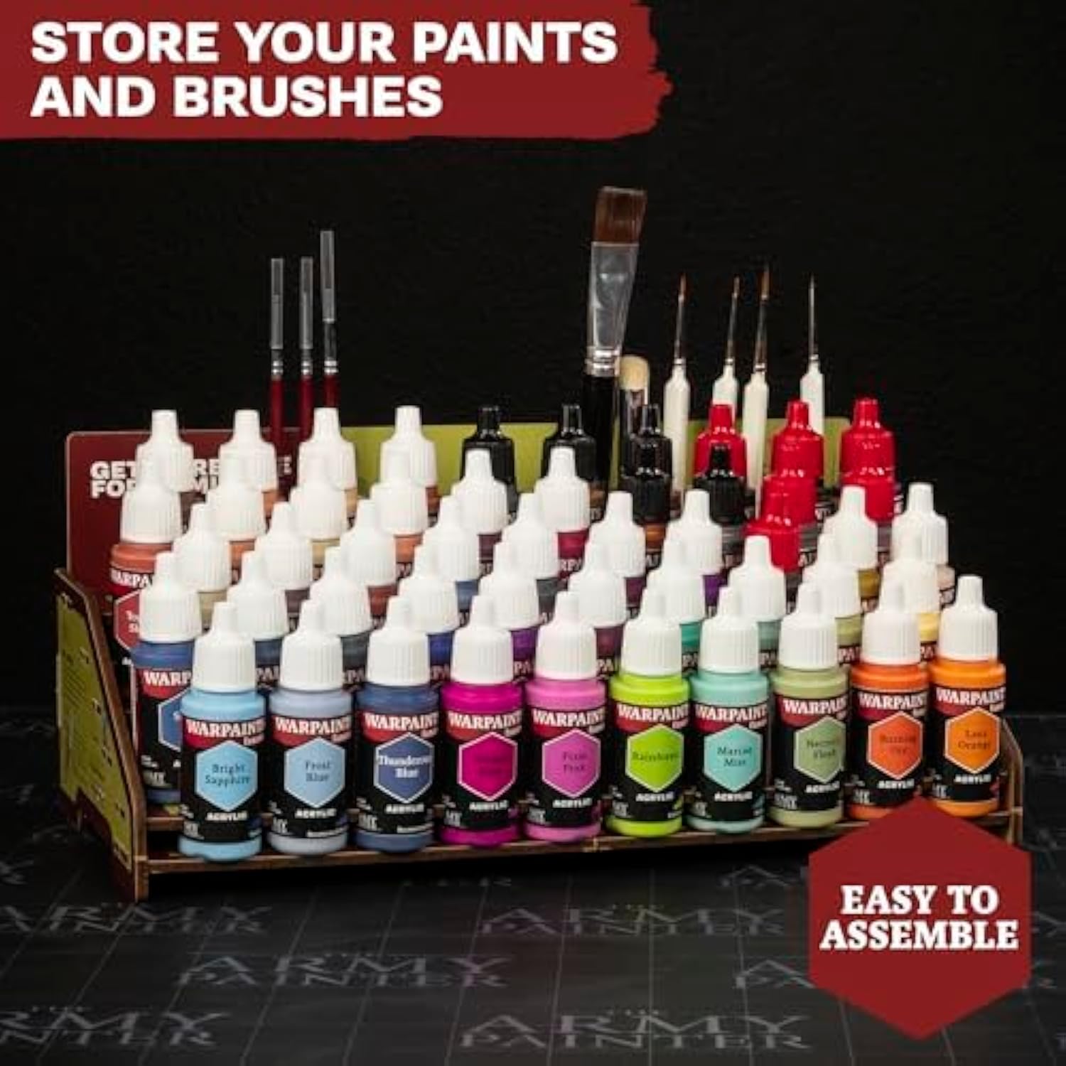 , Warpaints Fanatic Mega Set Combo, 50 X 18 Ml Acrylic Paints Incl. Skin Tones, Metallics, Effects, Washes, 1 Free Paint Station & 2 Brushes - Model Paint For Warhammer & Dnd