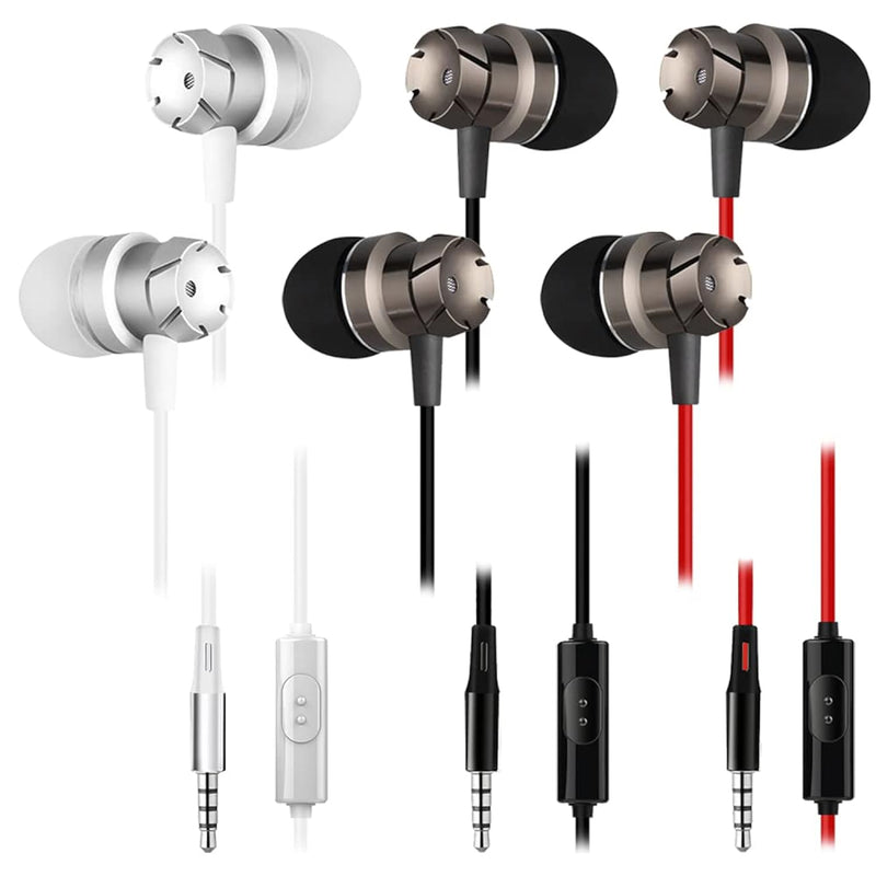 3 Packs Earphone With Remote Microphone, In Ear Stereo Sound Noise Isolating T