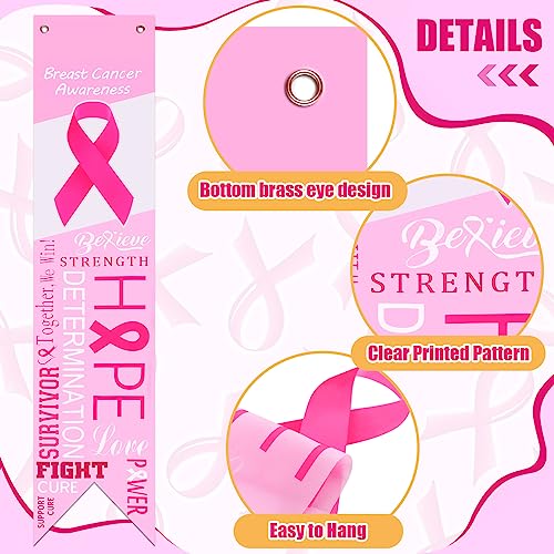 12 Pcs Breast Cancer Awareness Banner Accessories Pink Ribbon Sign
