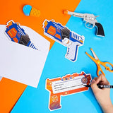 24 Sets Birthday Party Invitation Cards Gun Invitations With Envelopes, War Party Supplies Boy Birthday Cards War Party Decorations Favors