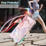 For Iphone 16 Pro Case Wallet Case For Women Girl[With 9 Card Holder]Marble Rose Gold Pu Leather Detachable Wrist Strap Full Body Slim Shockproof Flip Phone Case For Iphone 16 Pro,6.3 Inch,2024