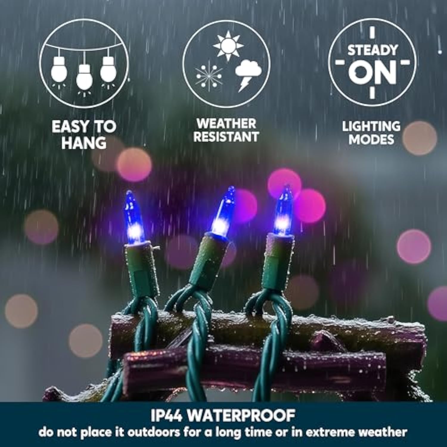 Blue Led Christmas String Lights,100 Count Mini Fairy Light With 26.4 Ft Green Wire,Lighting Decor For Indoor Outdoor Pa