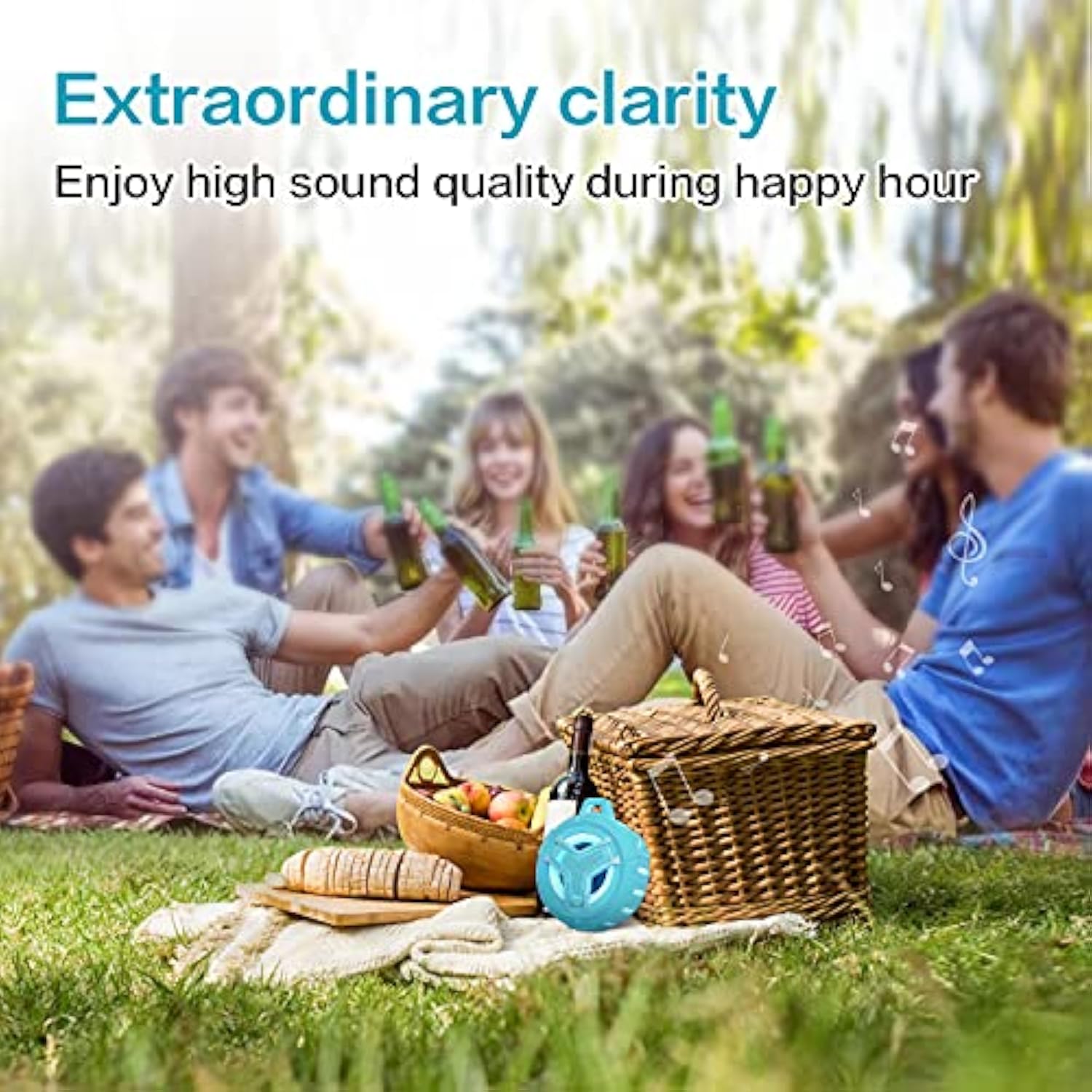 Waterproof Bluetooth Shower Speaker, Ipx7 Floating Portable Wireless Small Speakers, 24H Playtime With Rgb Light For Kayak, Beach, Pool Accessories, Gifts For Unisex -Sky Blue