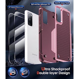 For Samsung Galaxy S20-Fe 5G Case: S20 Fe 5G Phone Case With 2 Pack Screen Protectors, Heavy Duty Pc Back & Soft Bumper Cell Phone Case Cover For Samsung S20Fe 5G/S 20Fe, Red Pink