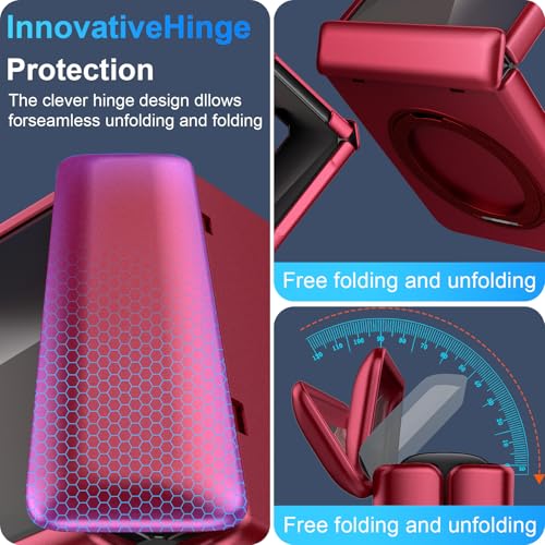Magnetic Case for Samsung Galaxy Z Flip 7 Case, Compatible with Mag-Safe, Center Hinge Protection, 360° Rotating Finger Ring Holder with Built-in