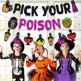 Pick Your Poison Banner Halloween Party Decoration Haunted House Potion Bar Horror Supplies