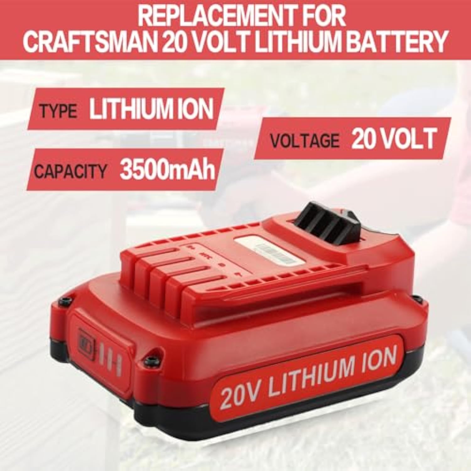 2 Pack 3.5Ah Replacement Battery For Craftsman 20V Battery Cmcb201 Cmcb100 Cmcb124 Cmcb202 Cmcb204 Cmcb206 Compatible With Craftsman V20 20V Cordless Power Tools