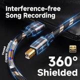 Audiophile USB Printer Cable with Upgraded 4-Core OCC, USB A to USB B Cable for Computer to DAC/Sound Card/Amps/Piano (3ft/1m)