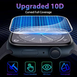 [2 Pack Tempered Glass Screen Protector For Apple Watch Series 9/ Series 8/7 45Mm, [Auto-Dispersion Tech] Full Coverage Waterproof Bubble Free Hd Clear Film For Iwatch Series 9 Series 8/7 45Mm