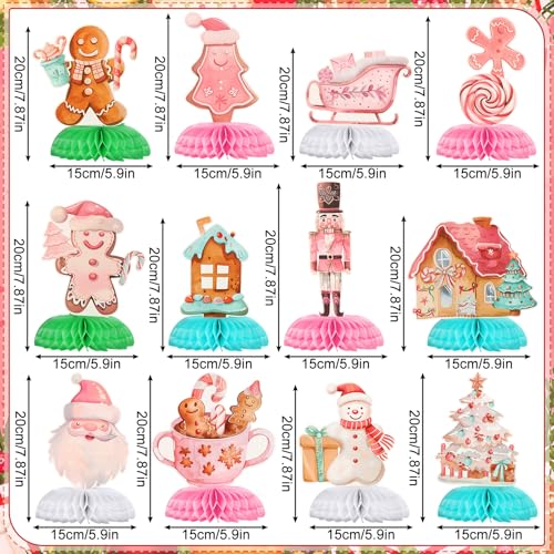 12 Pcs Christmas Gingerbread Honeycomb Centerpieces Table Decor