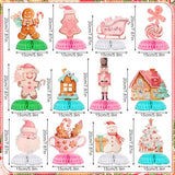 12 Pcs Christmas Gingerbread Honeycomb Centerpieces Table Decor