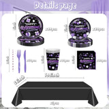 141Pcs Happy Retirement Party Decorations For 20 Guests - Purple And Black Retirement Party Plates And Napkins Forks Cups Cutlery For Men Women Say Goodbye Supplies