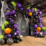Black, Purple, Orange & Green Balloon Arch - Double Stuffed Garland for Halloween and Parties