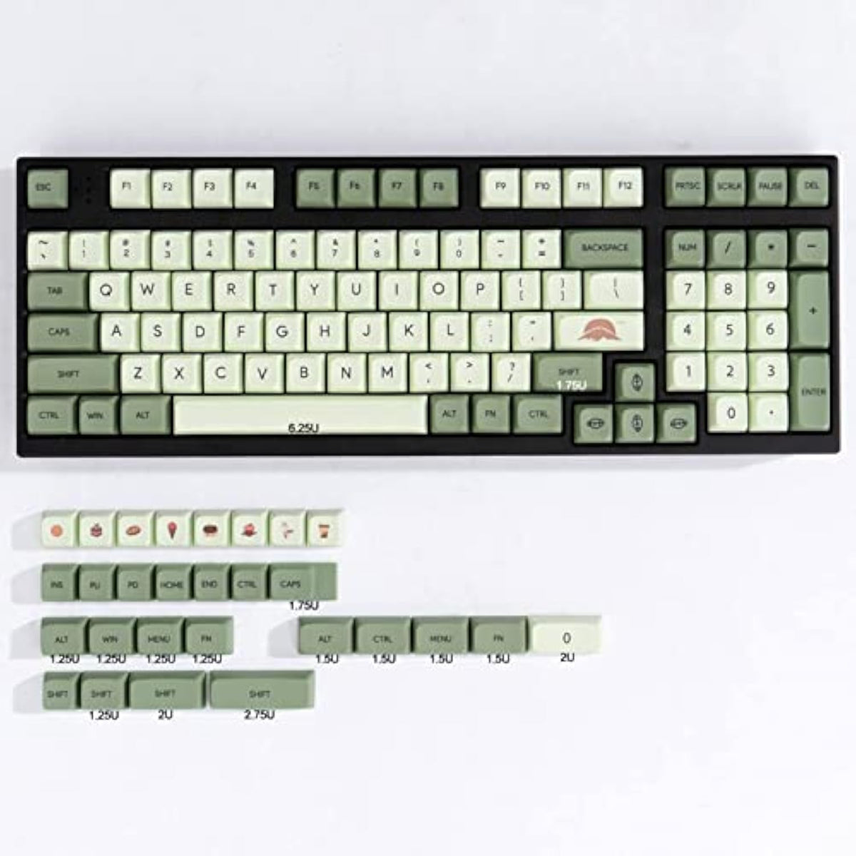 Matcha Green Pbt Keycaps Set 126 Keys Xda Profile Cute Keycaps Custom Dye-Subl