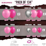 Pink And Silver Balloon Arch Kit - 18 Inch, Pack Of 134 | Pink And Silver Balloons | Graduation Decorations 2025