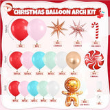 Christmas Balloon Arch Kit, Gingerbread Man Balloon Garland Kit, Red Pastel Green Pink Teal Blue Balloons Christmas Foil Balloons Candy Cane Star for Xmas Birthday New Year Party Decorations