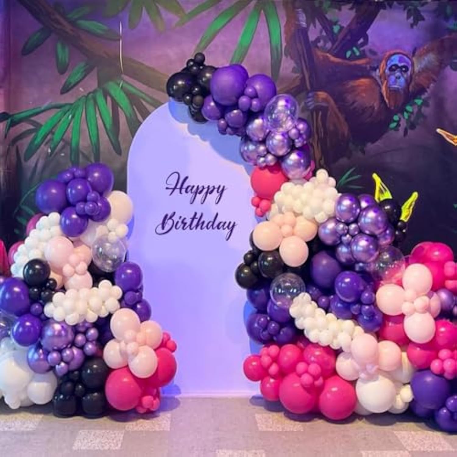 Purple Pink Balloons, 12 Inchs Black Pink Purple Metallic Purple Balloons, Pink And Black Birthday Balloons For Birthday Party Baby Shower Wedding Decorations