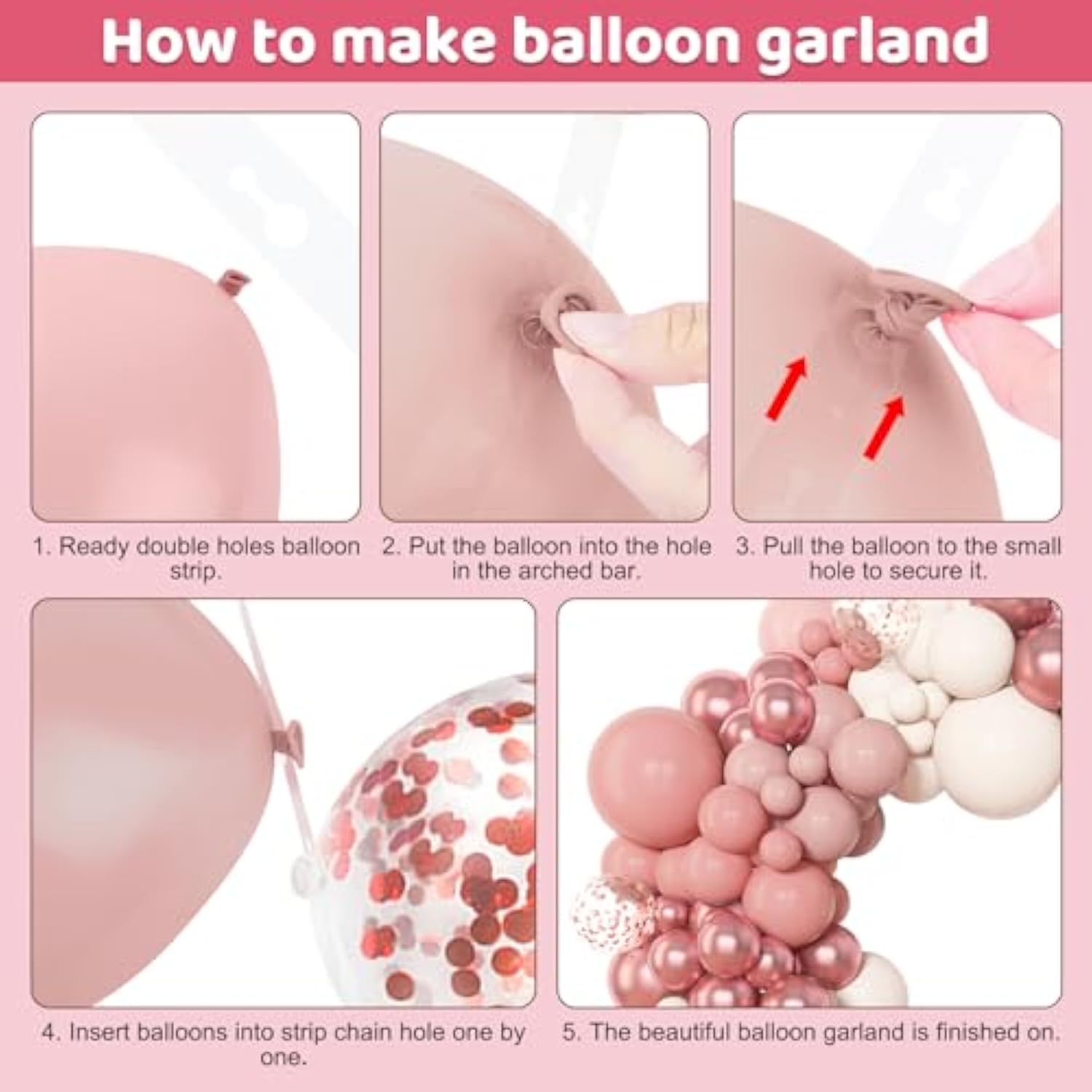 153Pcs Dusty Pink Balloon Garland Arch Kit, Different Sizes 18 12 10 5 Inch Pink White Sand Metallic Confetti Pink Balloons For Girl Baby Shower Birthday Boho Party Decorations