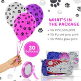 30Pcs Sky Paw Print Patrol Balloons 12" Pink Purple White Birthday Party Set