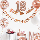 Rose Gold Time To Adult Happy 18Th Birthday Banner Garland Foil Balloon 18 For 18Th Birthday Decorations Hanging Eighteen Year Old Birthday Party Decor For Men Boys Girls 18 Birthday Party Supplies
