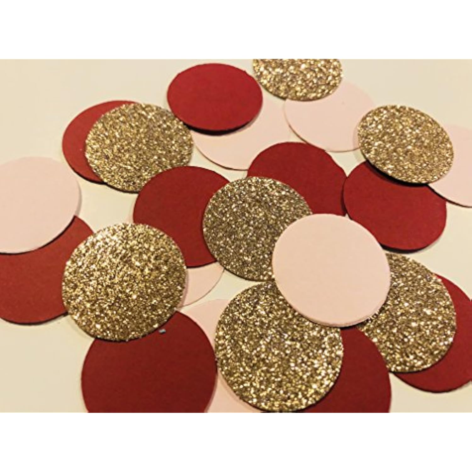 Confetti 100 Pieces Paper Circles Rose Gold Blush Pink Burgundy Wine Birthday Bridal Shower Wedding Party Decor