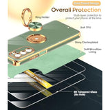 For Moto G Stylus 5G 2022 Case: With Tempered Glass Screen Protector [2 Pack] 360° Rotatable Ring Holder Magnetic Kickstand, Plating Rose Gold Edge For Moto G Stylus 5G 2022 Case, L-Green