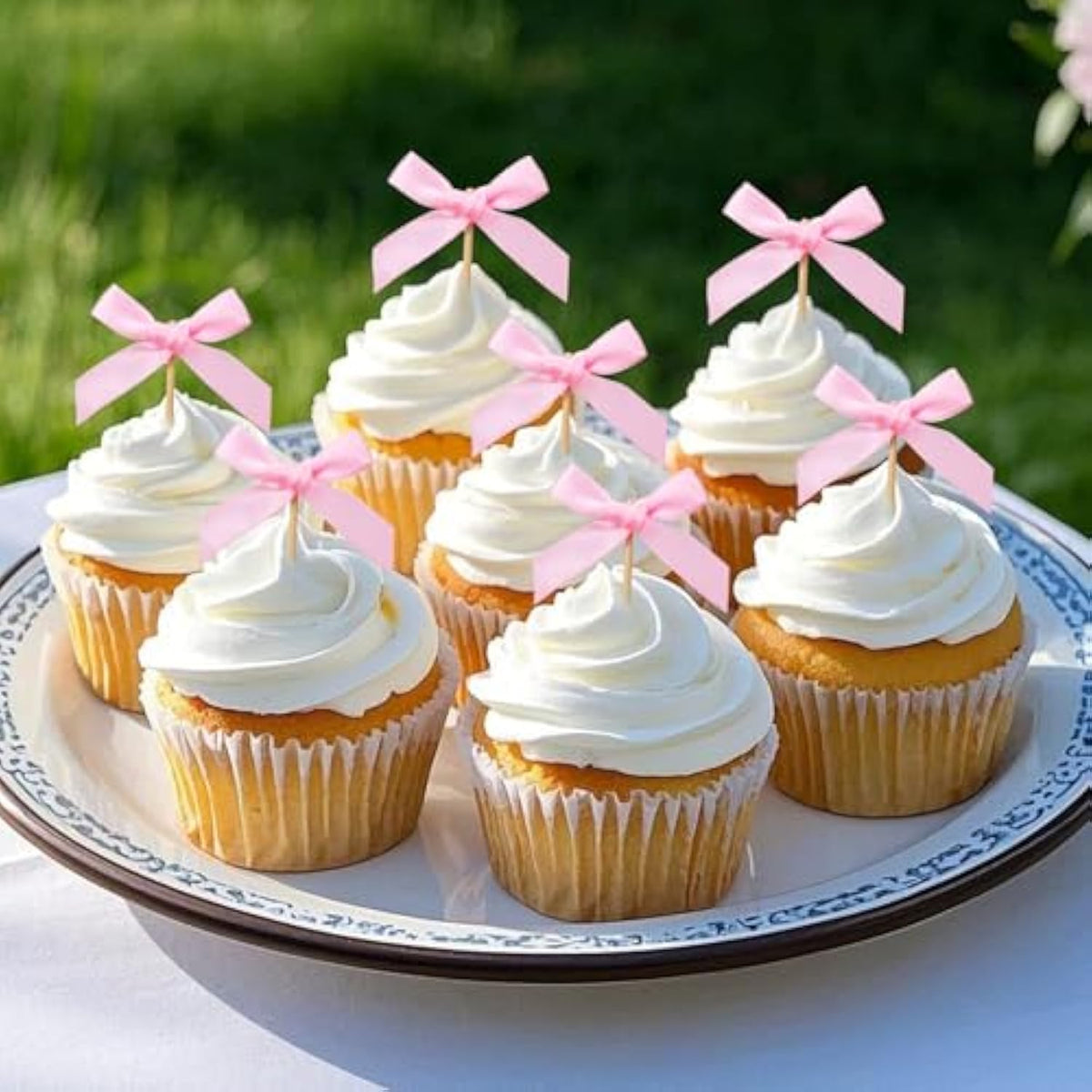 48Pcs Pink Bow Cupcake Toppers, Pink Bow Cake Topper Birthday Decorations, Mini Bowknot Cupcake Picks For Coquette Theme Party Decoration Bachelorette Bridal Engagement Wedding Baby Shower Party Decor