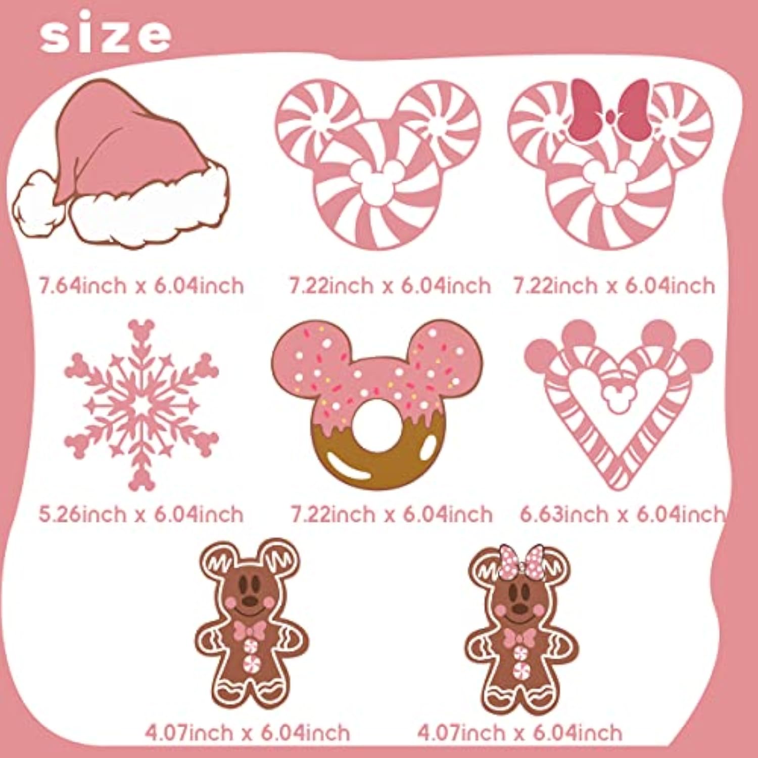 Mouse Christmas Tree Decoration-Pink Christmas Candy Garland Banner, Mouse Gingerbread Cutouts Banner For Fireplace Baby Shower Holiday New Year Supplies