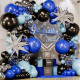 All-in-One Blue & Black Balloon Arch Kit – Navy, Royal, Silver Balloons for Party Decor