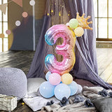 32"Large Size Rainbow Number 1 Balloon Set Children'S Birthday Party Aluminum Foil Balloon Set (3)