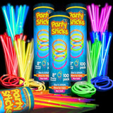 PartySticks 300 Ultra Bright Glow Sticks Jewelry Bulk Party Favors and Connectors - 8" Glow in The Dark Party Supplies, Neon Party Glow Necklaces and Glow Bracelets for Kids and Adults
