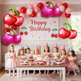 108Pcs Cherry Balloon Garland Arch Kit – Red Pink White Cherry Balloons With Giant Foil Fruit, Cherry Party Decorations For Birthday, Baby Shower, Bridal Shower, Summer Party, Valentine’S Day
