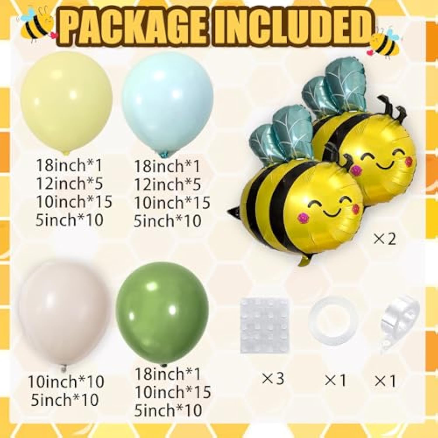 Bee Balloon Arch Kit Sage Green Blue Yellow Balloons Bear Theme Baby Shower Balloon Arch Kit Pastel Balloon Garland For Bee Easter Party Decorations Spring Woodland Birthday Gender Reveal Decor