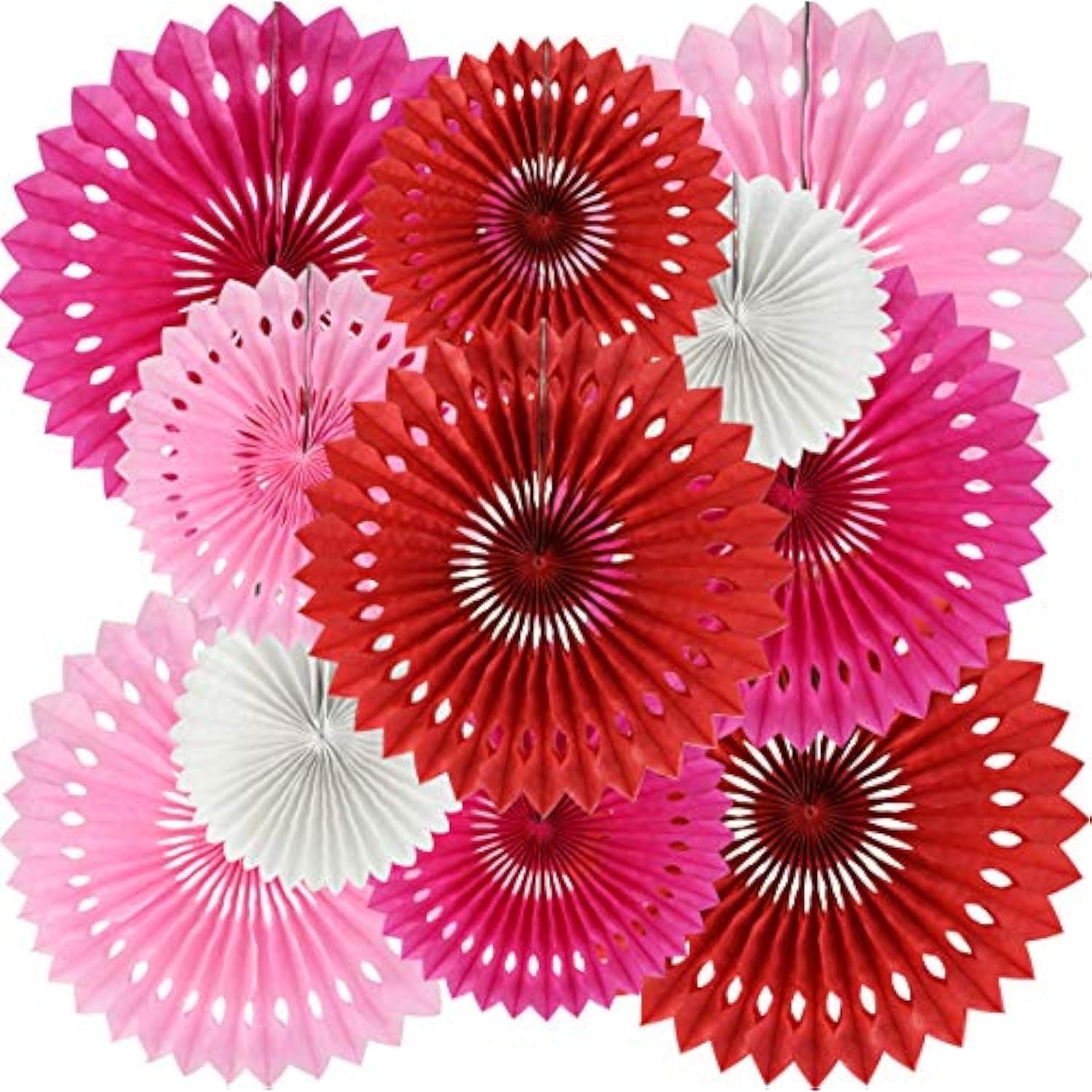 Red Pink Rose Red Hanging Tissue Honeycomb Round Paper Fans Decor Kit For Birthday Girl Kid Shower Bachelorette Wedding Christmas Backdrops Anniversary Party Supplies?11 Packs?
